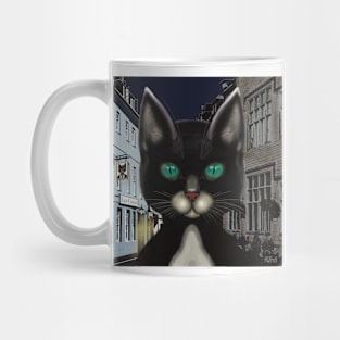 Curious Cat about Town Mug